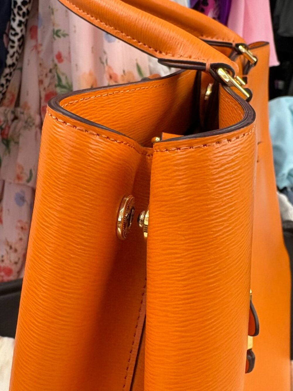 orange Lauren Ralph Lauren Newbury Sabine Satchel - Picture 7 of 14
